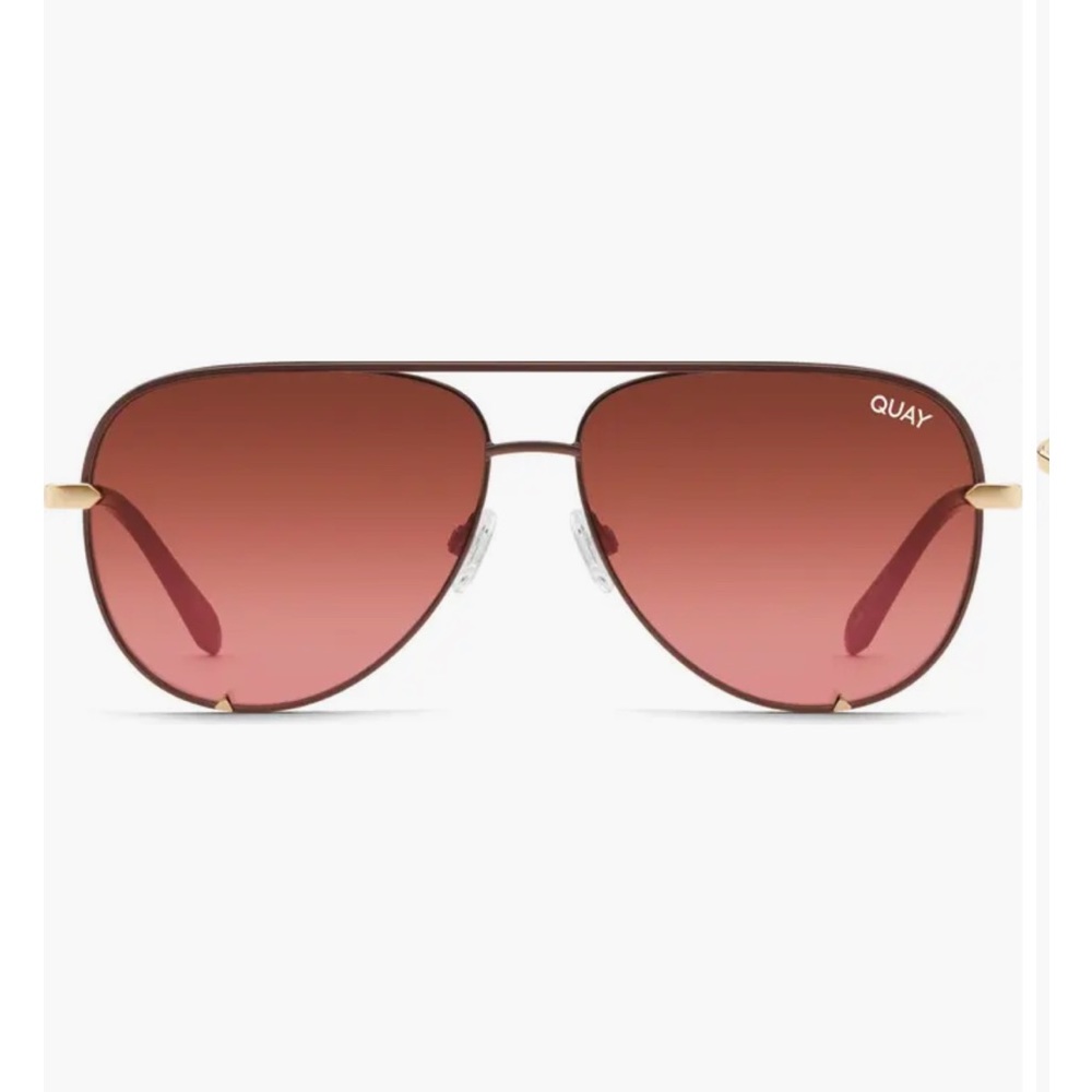 New Quay Australia High Key Mini 51mm Aviator Sunglasses bronze/brown/pink